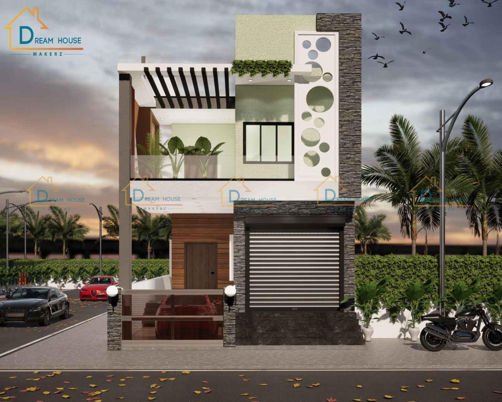 Duplex Modern Residential House Design with Shop