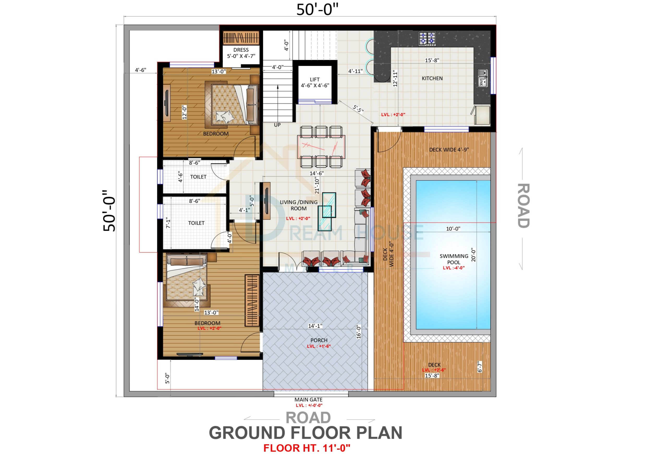 Modern Residential Bungalow Plan