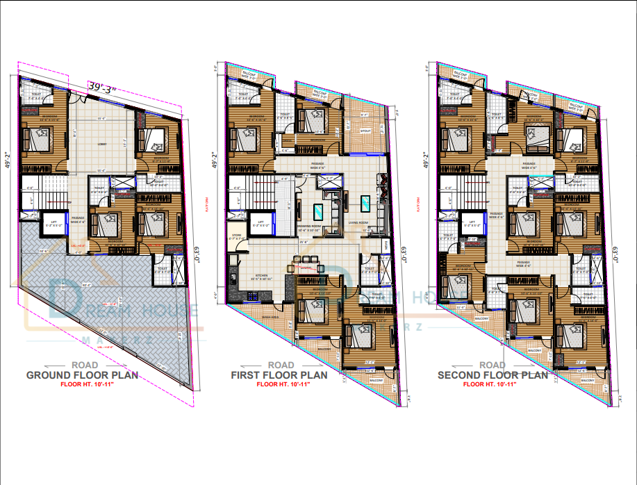 Triplex Modern House Design With Spacious Balcony