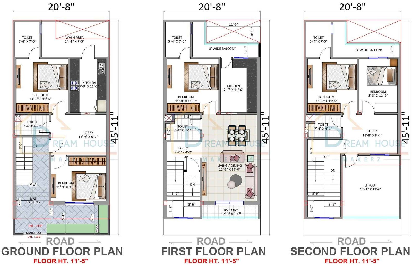 Triplex 5-BHK Independent Floor Plan