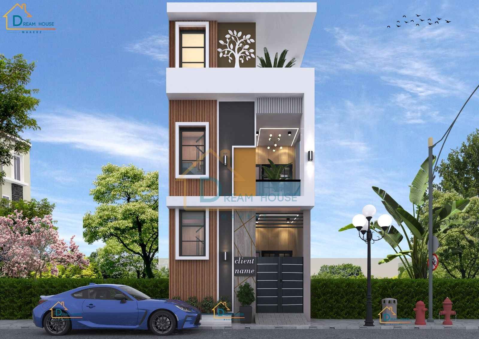 Duplex Modern house Elevation Design