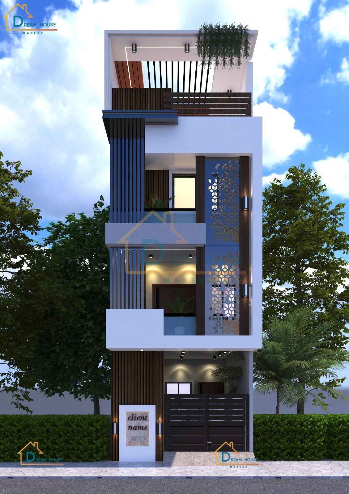 Triplex Modern House Elevation Design