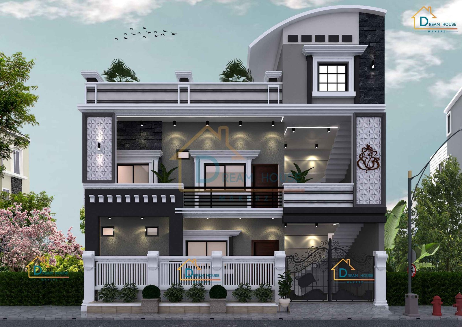 Duplex 5-BHK Independent House Design with External Staircase