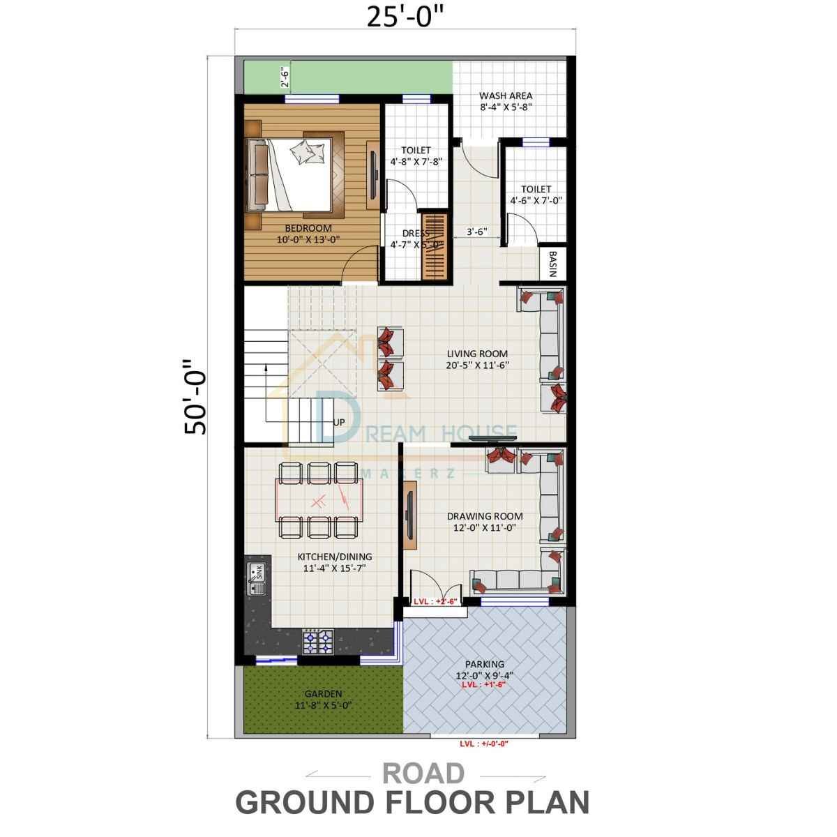 Simplex 1-BHK Spacious House Floor Plan