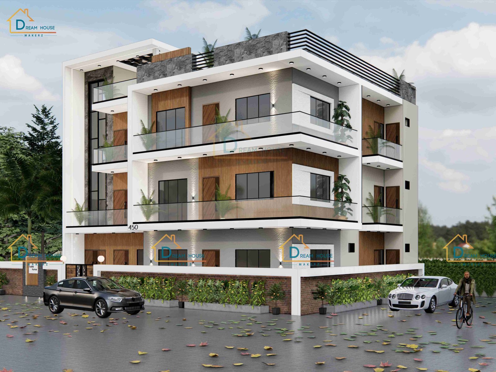 Triplex Modern Corner House Design