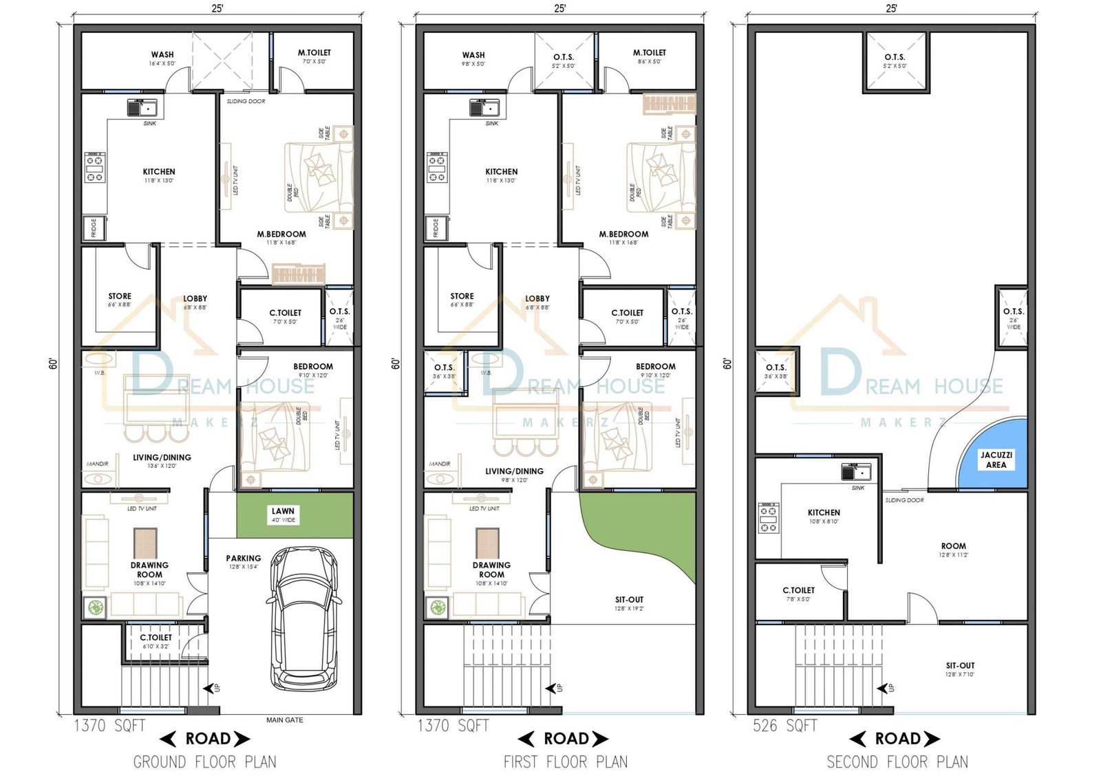 Triplex 2-BHK Floor Plan