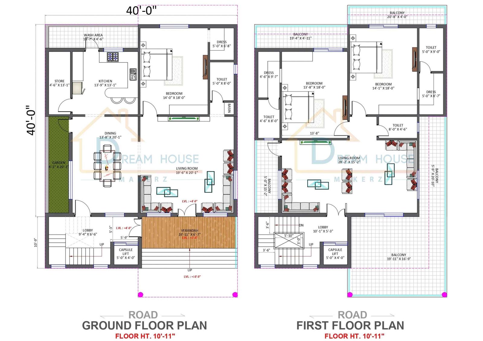 Duplex Spacious 3-BHK Modern House Floor Plan
