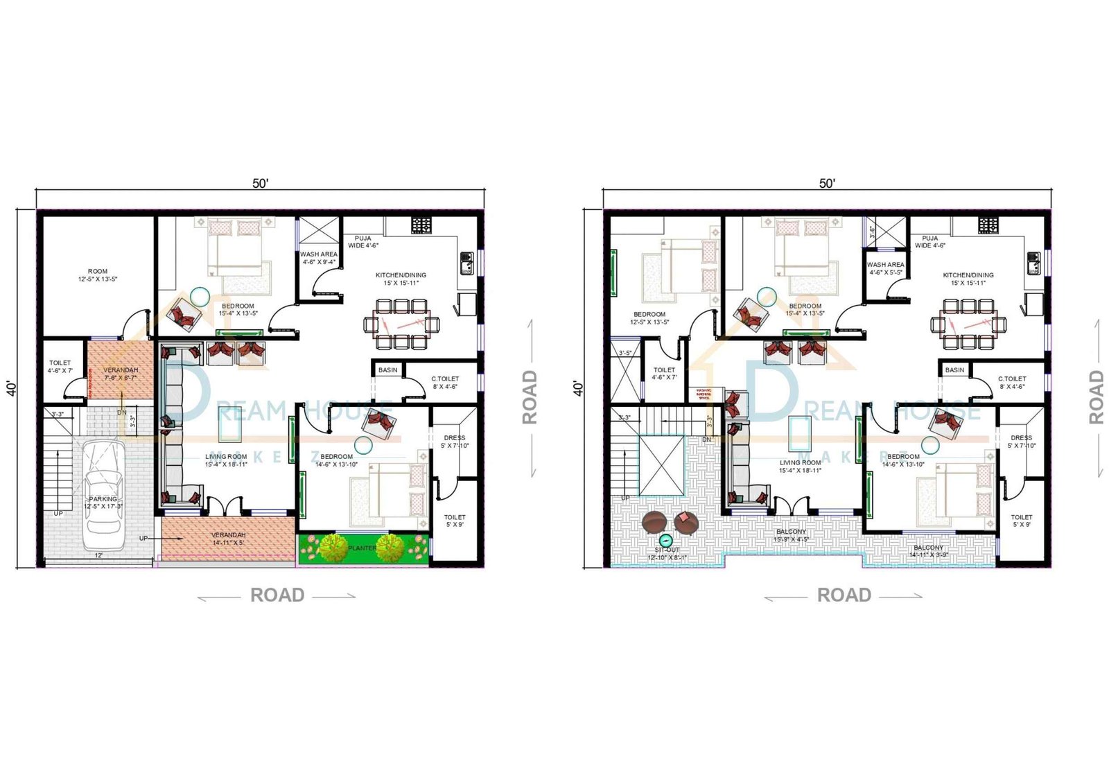 Duplex 2-BHK & 3-BHK Independent House Floor Plan