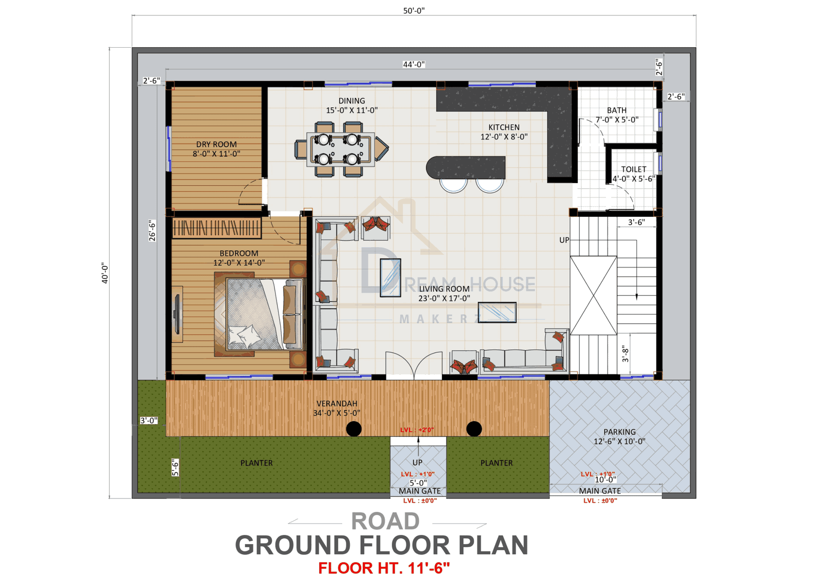 Duplex Modern Bungalow Floor Plan